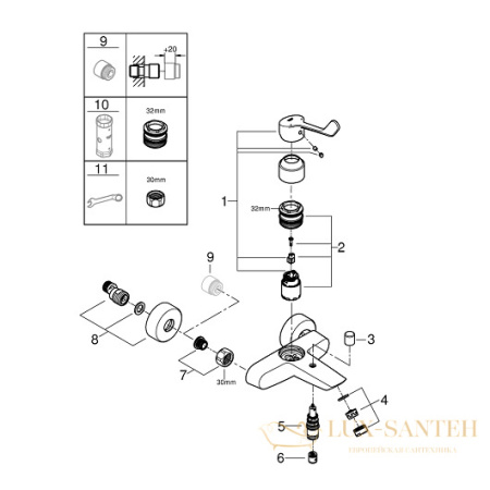 смеситель grohe eurosmart 25243003 для ванны, хром