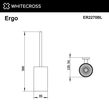 ершик подвесной whitecross ergo er2270bl, черный мат