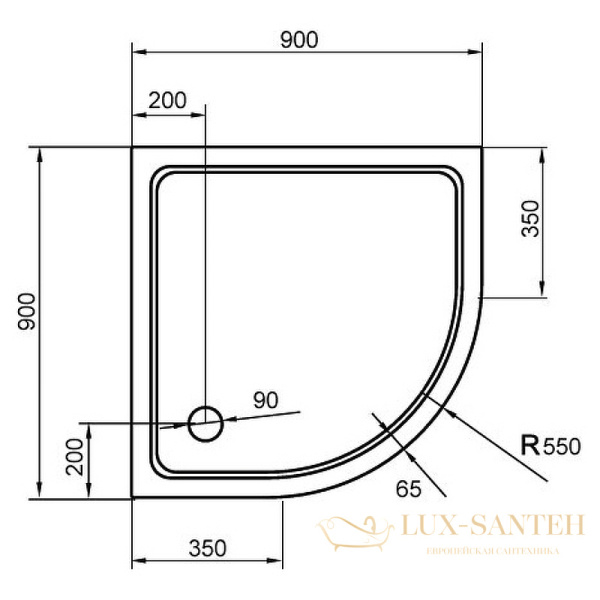 душевой поддон cezares tray smc tray-m-r-90-550-35-w из стеклокомпозита 90x90, белый