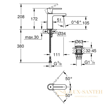 смеситель grohe plus 33163003 для раковины, хром