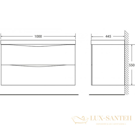 тумба под раковину belbagno marino marino-1000-2c-so-wo-p 100 см подвесная, rovere bianco