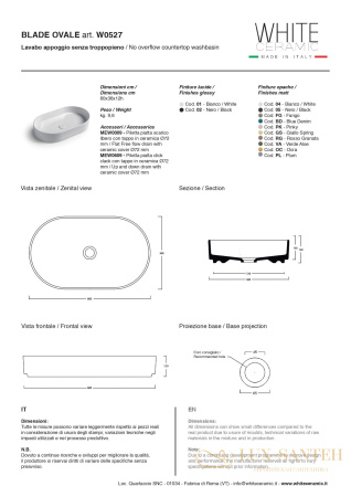 раковина овальная white ceramic blade w0527oc накладная 60x36x12 см, оранжевый матовый