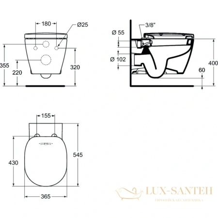 подвесной унитаз ideal standard connect e781901 с функцией биде, белый