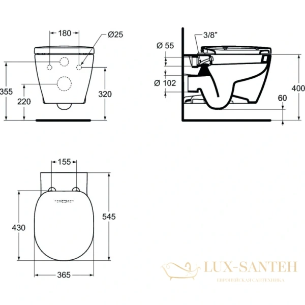 подвесной унитаз ideal standard connect e781901 с функцией биде, белый