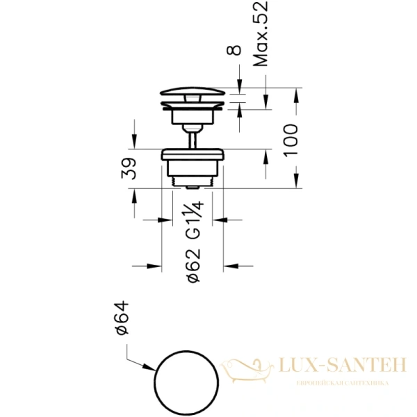 донный клапан vitra syphon a4514936, черный матовый