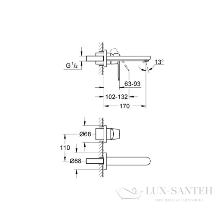 смеситель grohe eurosmart cosmopolitan 19381000 для раковины, хром