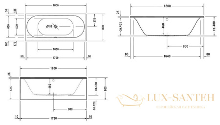 акриловая ванна duravit darling new 700244000000000 180х80, белый