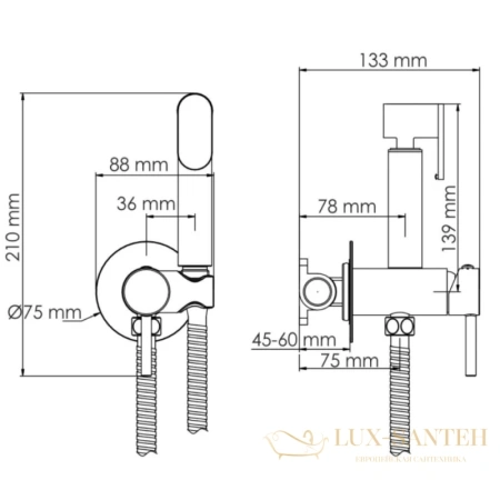 гигиенический комплект wasserkraft a70338, никель