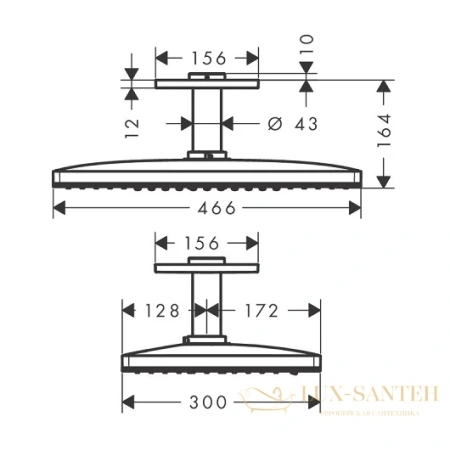 верхний душ hansgrohe rainmaker select 460 2jet 24004400 с потолочным подсоединением, белый/хром