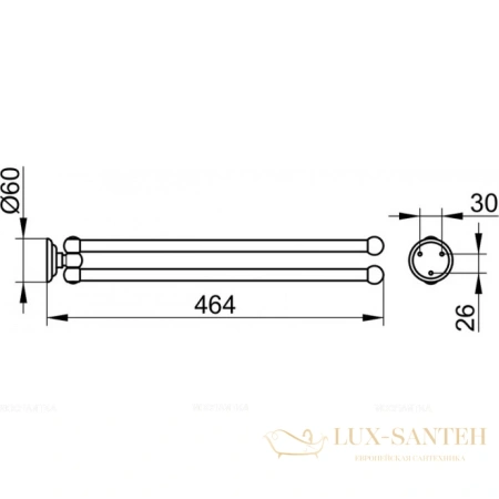 полотенцедержатель keuco astor 02118010000 46,4 двойной, поворотный