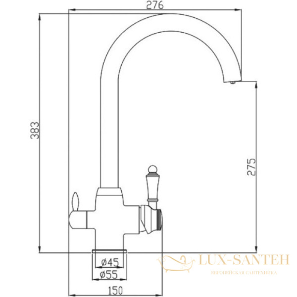 смеситель zorg steel hammer sh723blackbr для кухни, черный