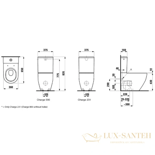 чаша напольного унитаза laufen pro 8.2595.2.000.231.1 для нижней подводки, белый