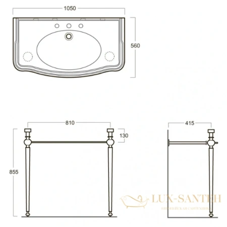 раковина simas arcade ar874bi*3 105 см, белый