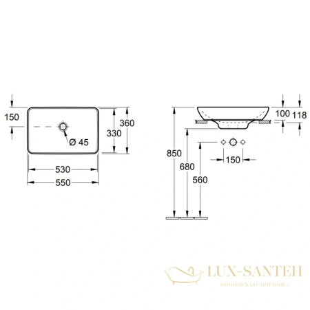 раковина villeroy & boch venticello 41135501 55х36 см, альпийский белый