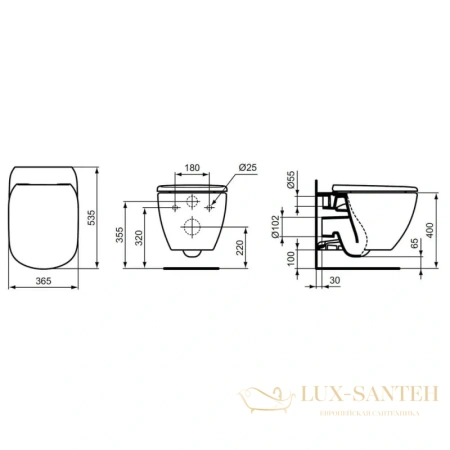 подвесной унитаз ideal standard tesi aquablade t0079v1, белый матовый