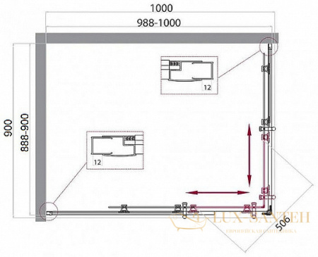 душевой уголок belbagno uno uno-195-ah-2-100/90-c-cr 100х90 см профиль хром, стекло прозрачное 