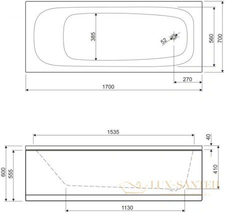 панель фронтальная cezares emp-170-scr-w37 170 см, белый