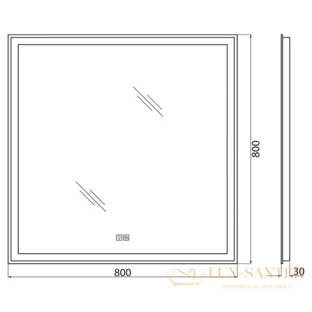 зеркало belbagno spc spc-grt-800-800-led-tch-warm с подсветкой, с подогревом, с сенсорным выключателем 