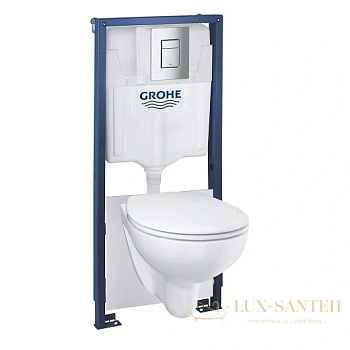 комплект solido lecico унитаз безободковый с инсталляцией 5 в 1 grohe bau ceramic 39586000 микролифт, кнопка смыва