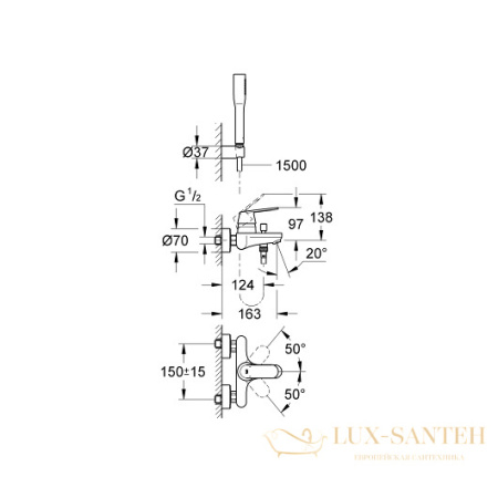 смеситель grohe eurosmart cosmopolitan 32832000 для ванны, хром