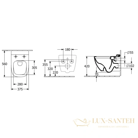 подвесной безободковый унитаз villeroy & boch antheus 4608r0r1, альпийский белый