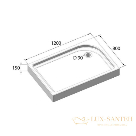 акриловый поддон для душа belbagno tray tray-bb-ah-120/80-15-w-r 120x80 r, белый