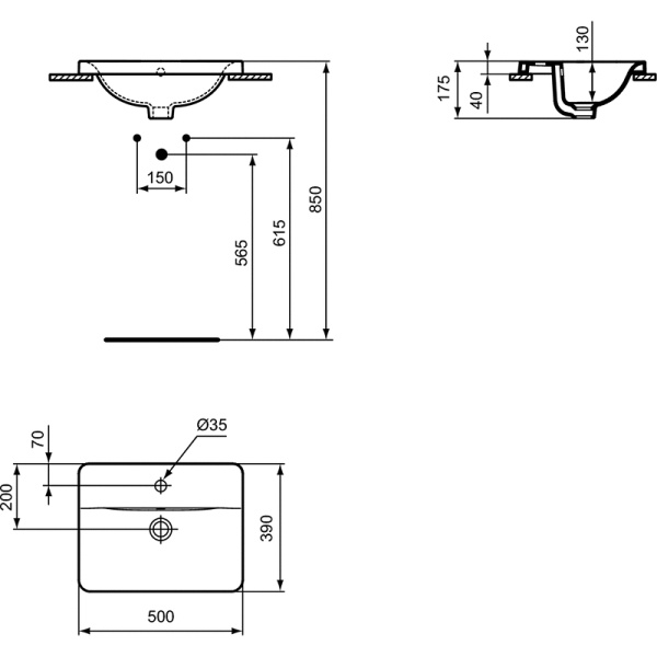 раковина ideal standard connect e504301 50х39 см, белый