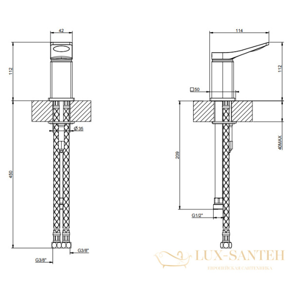 рычаг удаленного управления gessi rilievo 59047.030 для удаленного управления, copper pvd