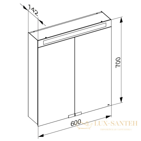 зеркальный шкаф keuco royal e-one, 44301171301, 600x700x141 мм, к.: алюминий серебряный анодированный/зеркало