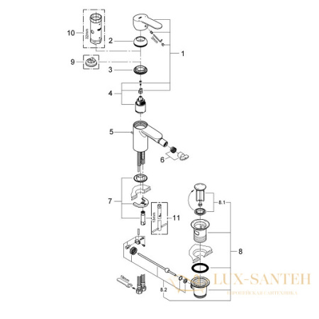 смеситель grohe eurostyle cosmopolitan 33565002 для биде, хром