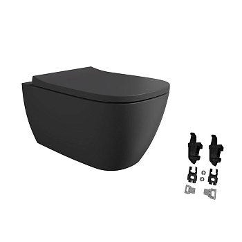 комплект, wunder, 45000108set: подвесной унитаз, aliflush+ 45000108; сиденье для унитаза softclose mc4508s; набор крепёжный fix10wbklix, черный матовы