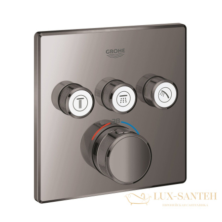 термостат встраиваемый для ванны и душа grohe grohtherm smartcontrol 29126a00, на 3 потребителя, темный графит глянцевый