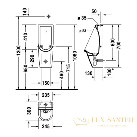 писсуар duravit starck 3 0826250000 подвод воды сверху 