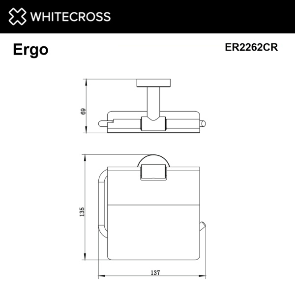 держатель туалетной бумаги whitecross ergo er2262cr, хром