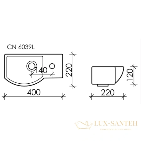 раковина ceramica nova element cn6039l 40x22 см, белый