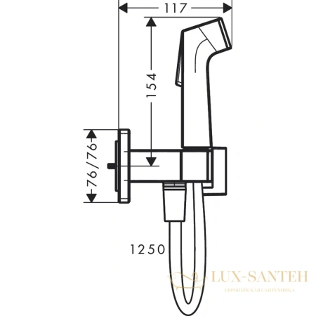 комплект смесителя с гигиеническим душем hansgrohe bidette e 1jet 29233670 с держателем и шлангом