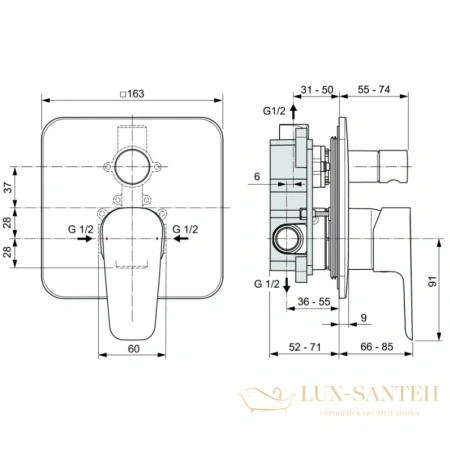 душевой комплект ideal standard esla bd002xc 200 мм, хром