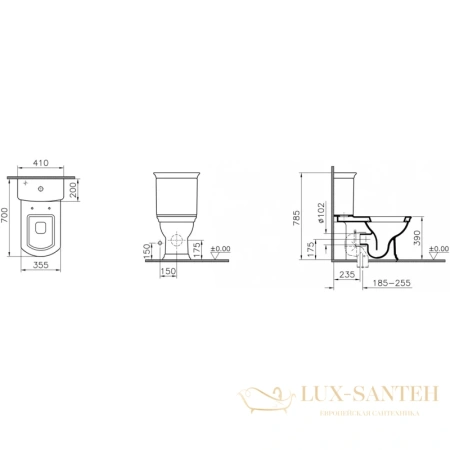 унитаз-компакт vitra serenada 9722b003-7203 с сиденьем микролифт, белый