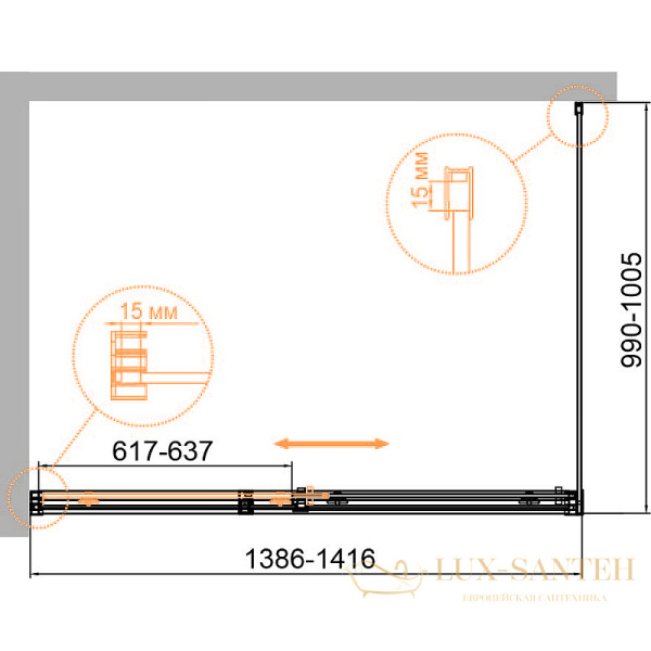 душевой уголок cezares duet soft-m duet soft-m-ah-1-140/100-c-cr 140x100 профиль хром, стекло прозрачное