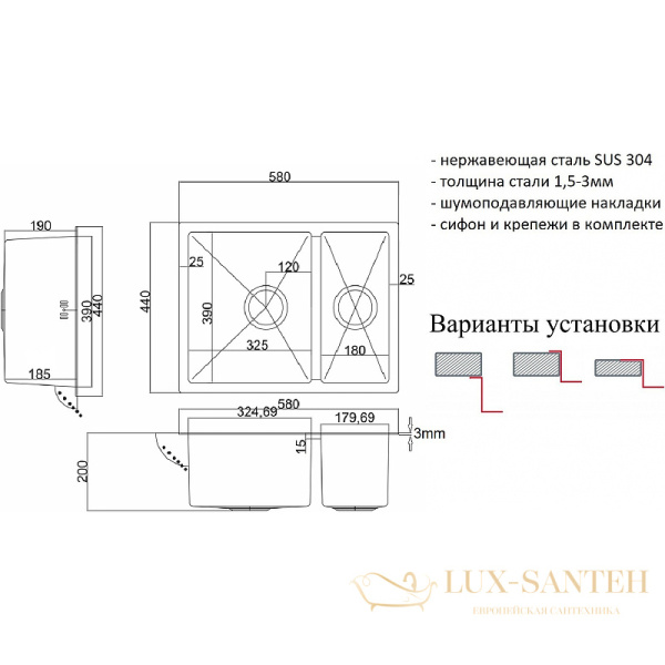 кухонная мойка zorg pvd bronze szr-58-2-44 bronze 58 см, бронза