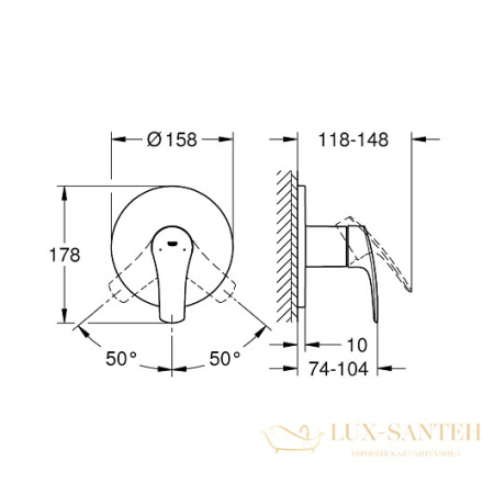 смеситель grohe eurosmart 24042003 для ванны, хром