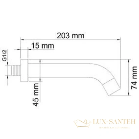 излив wasserkraft a098 для ванны 200 мм, матовый хром