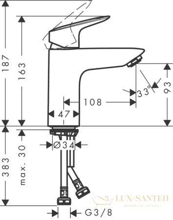 смеситель для раковины hansgrohe logis 71101000 хром