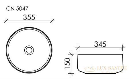 умывальник чаша накладная круглая белый,  element 355*355*150мм cn5047