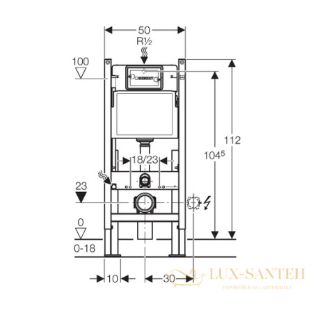 инсталляция для подвесного унитаза geberit duofix up100 457.570.00.1 усиленная, для клавиш delta