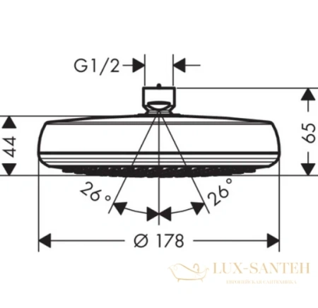 верхний душ hansgrohe crometta 160 1jet 26577400 белый/хром