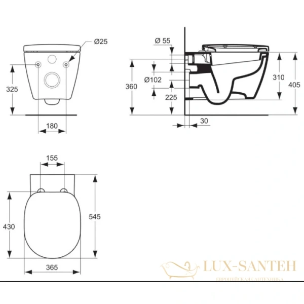 подвесной унитаз ideal standard connect e803501, белый