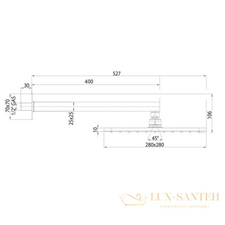 верхний душ bossini cosmo h69598i.030 280х280 мм, хром