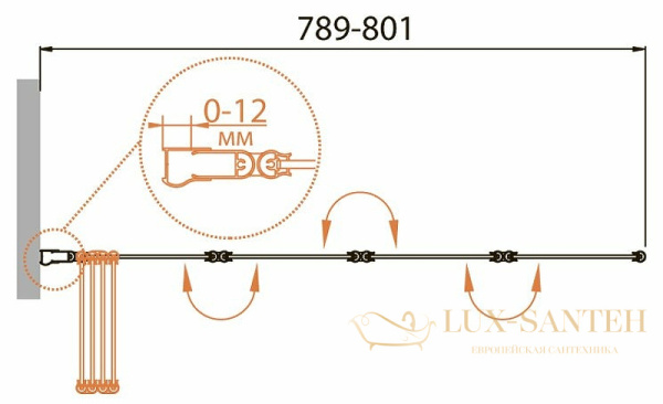 шторка на ванну cezares relax relax-v-4-80/140-c-bi 80 см профиль серый, стекло прозрачное