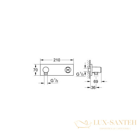 шланговое подсоединение grohe grohtherm f 27621000, хром